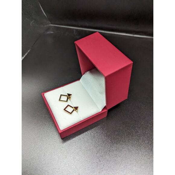 18k Gold Geometric Stud Transformer Earrings Convertible Lightweight Gold NWT - Picture 6 of 15
